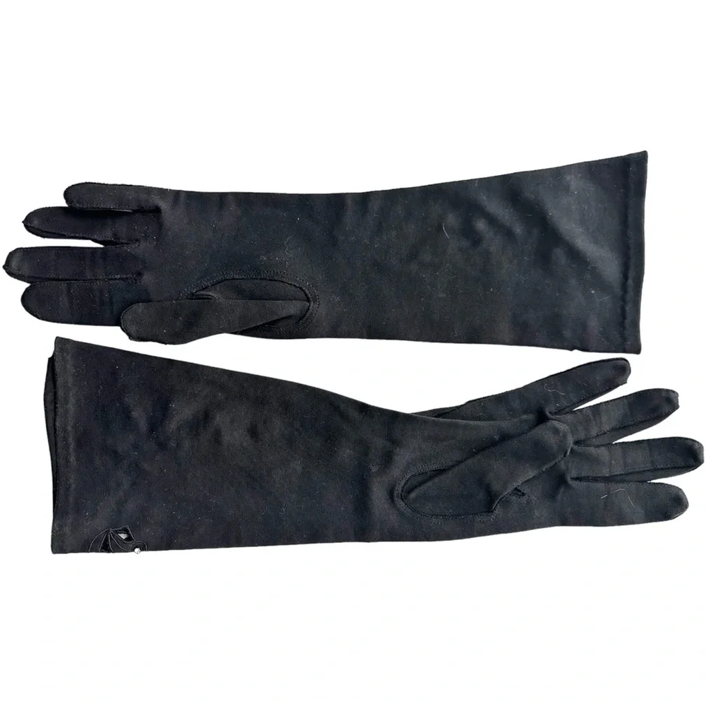 Vintage Wear Right Gloves Black Rhinestone & Cut Outs Size 6.5 - Picture 4 of 10